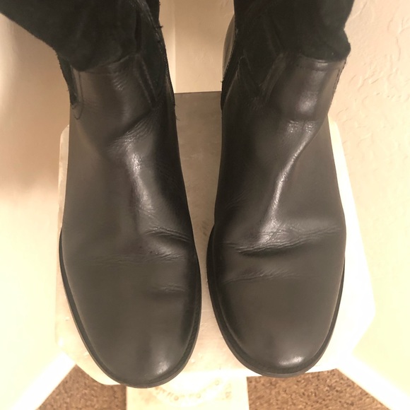 Tory Burch | Shoes | Tory Burch Blk Suede And Leather Riding Boot Sz9 ...